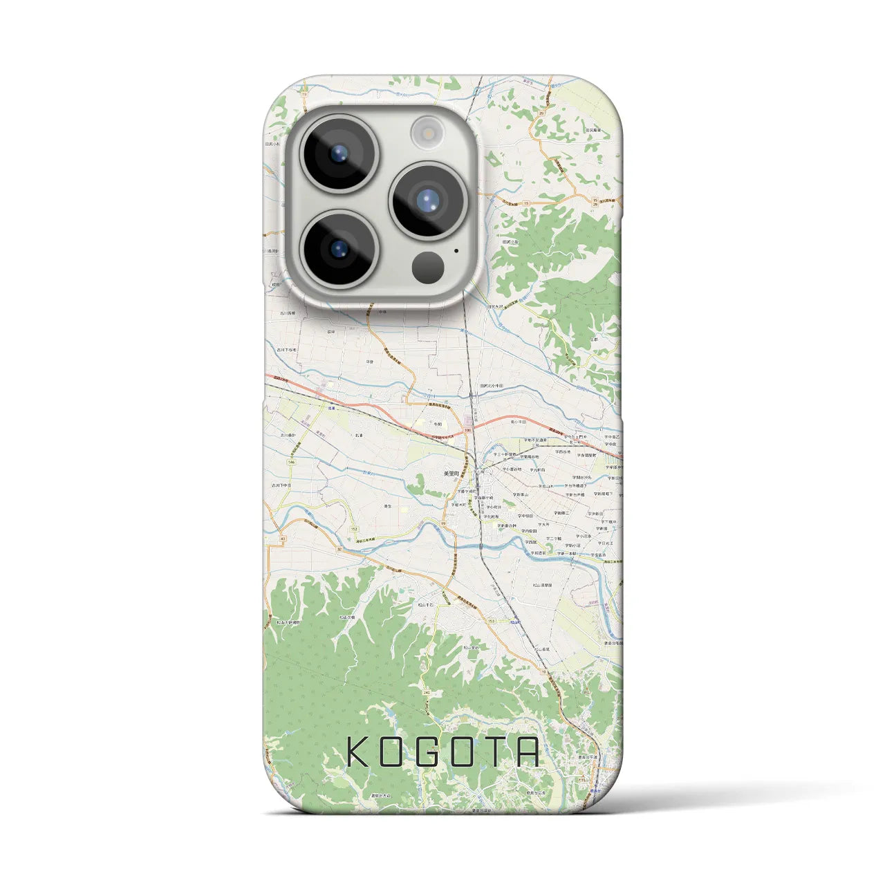 【小牛田】地図柄iPhoneケース（バックカバータイプ・ナチュラル）iPhone 15 Pro 用