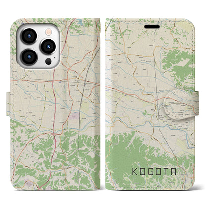 【小牛田（宮城県）】地図柄iPhoneケース（手帳タイプ）ナチュラル・iPhone 13 Pro 用