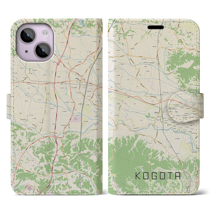 【小牛田（宮城県）】地図柄iPhoneケース（手帳タイプ）ナチュラル・iPhone 14 用