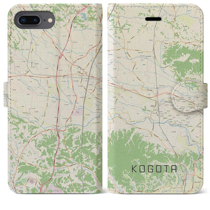 【小牛田（宮城県）】地図柄iPhoneケース（手帳タイプ）ナチュラル・iPhone 8Plus /7Plus / 6sPlus / 6Plus 用