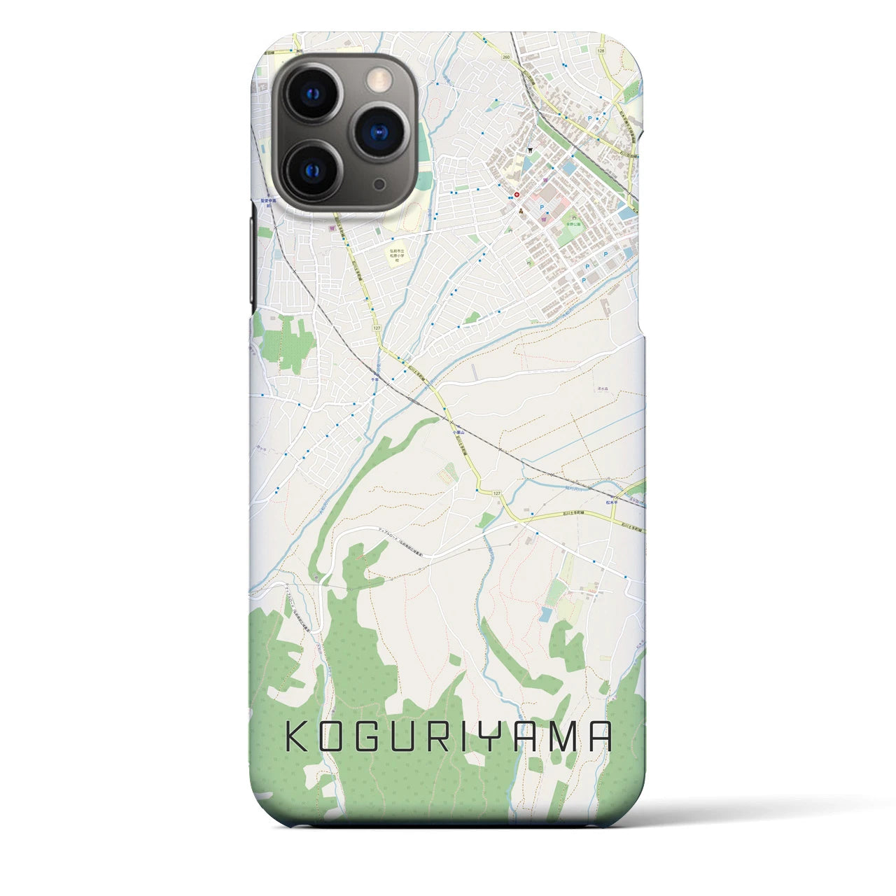 【小栗山】地図柄iPhoneケース（バックカバータイプ・ナチュラル）iPhone 11 Pro Max 用