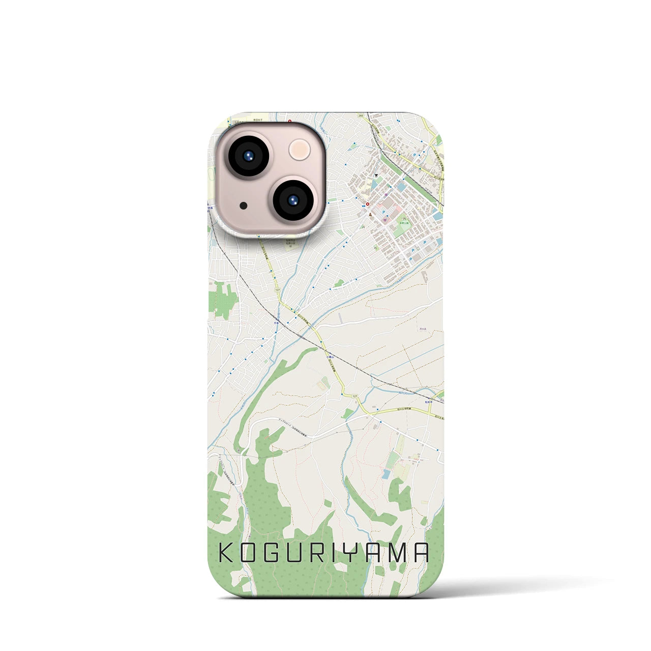 【小栗山】地図柄iPhoneケース（バックカバータイプ・ナチュラル）iPhone 13 mini 用