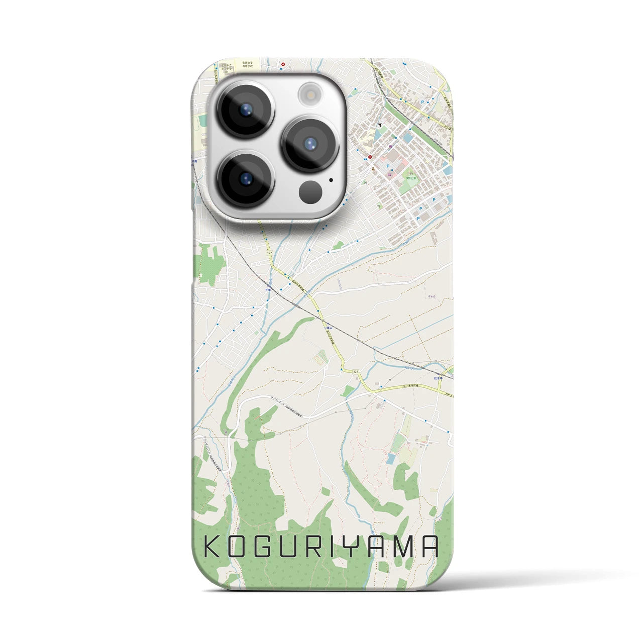 【小栗山】地図柄iPhoneケース（バックカバータイプ・ナチュラル）iPhone 14 Pro 用