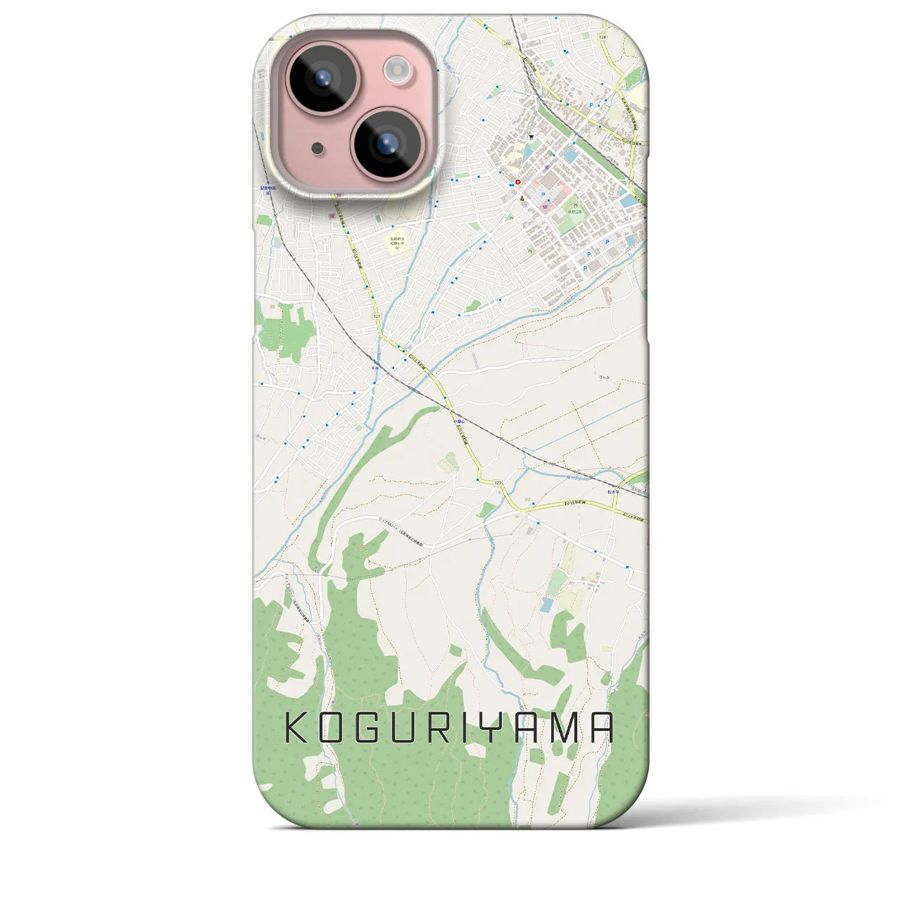 【小栗山】地図柄iPhoneケース（バックカバータイプ・ナチュラル）iPhone 15 Plus 用
