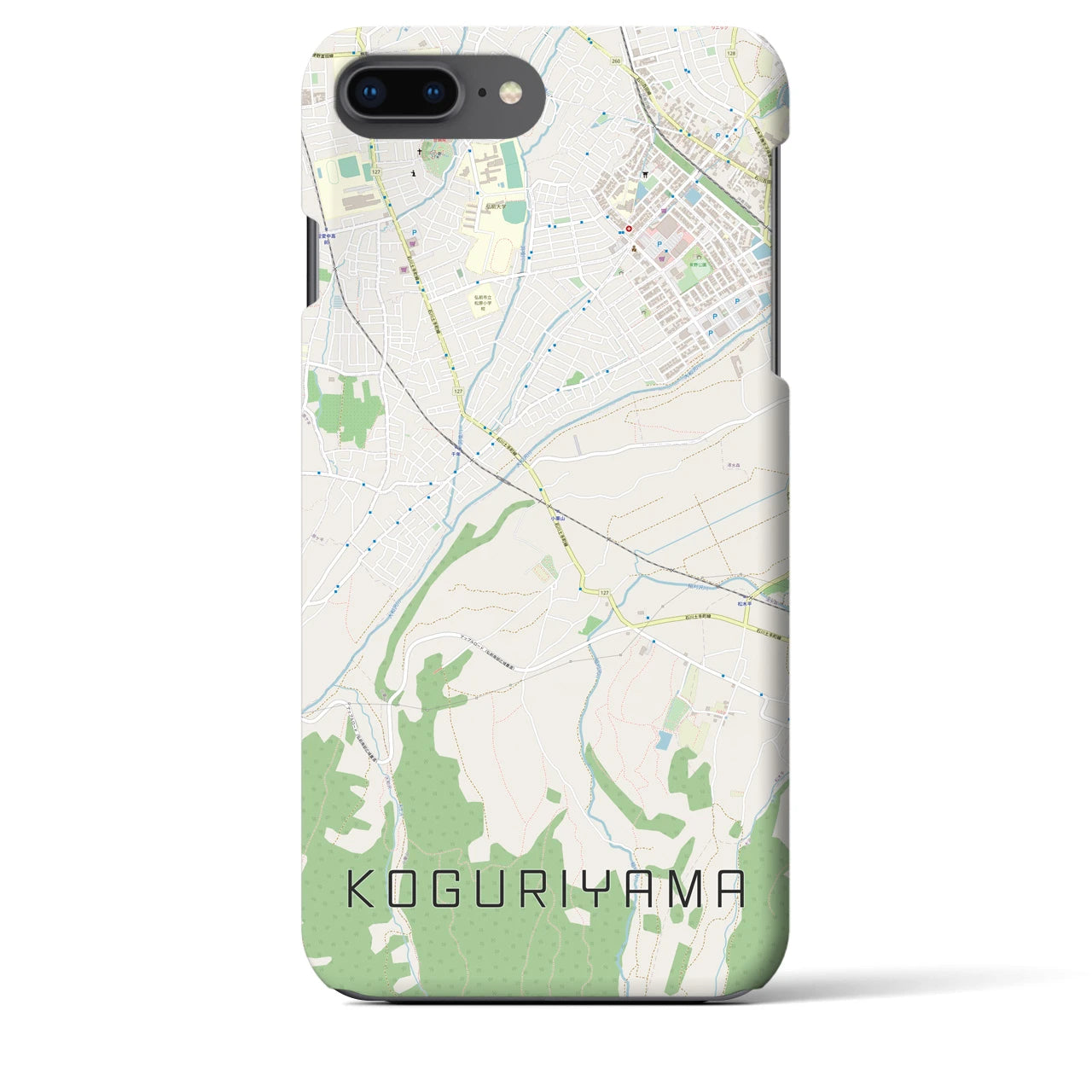 【小栗山】地図柄iPhoneケース（バックカバータイプ・ナチュラル）iPhone 8Plus /7Plus / 6sPlus / 6Plus 用