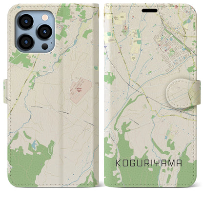 【小栗山（青森県）】地図柄iPhoneケース（手帳タイプ）ナチュラル・iPhone 13 Pro Max 用