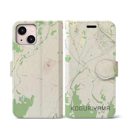 【小栗山（青森県）】地図柄iPhoneケース（手帳タイプ）ナチュラル・iPhone 13 mini 用