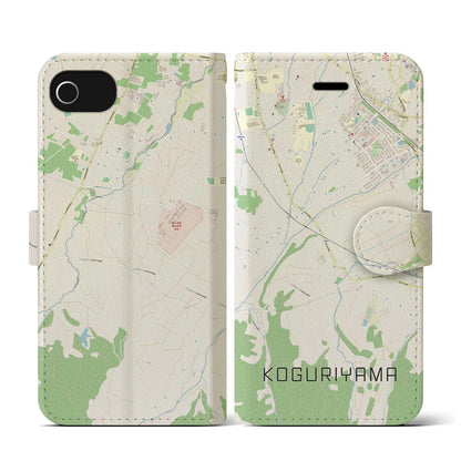 【小栗山（青森県）】地図柄iPhoneケース（手帳タイプ）ナチュラル・iPhone SE（第3 / 第2世代） / 8 / 7 / 6s / 6 用