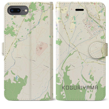 【小栗山（青森県）】地図柄iPhoneケース（手帳タイプ）ナチュラル・iPhone 8Plus /7Plus / 6sPlus / 6Plus 用