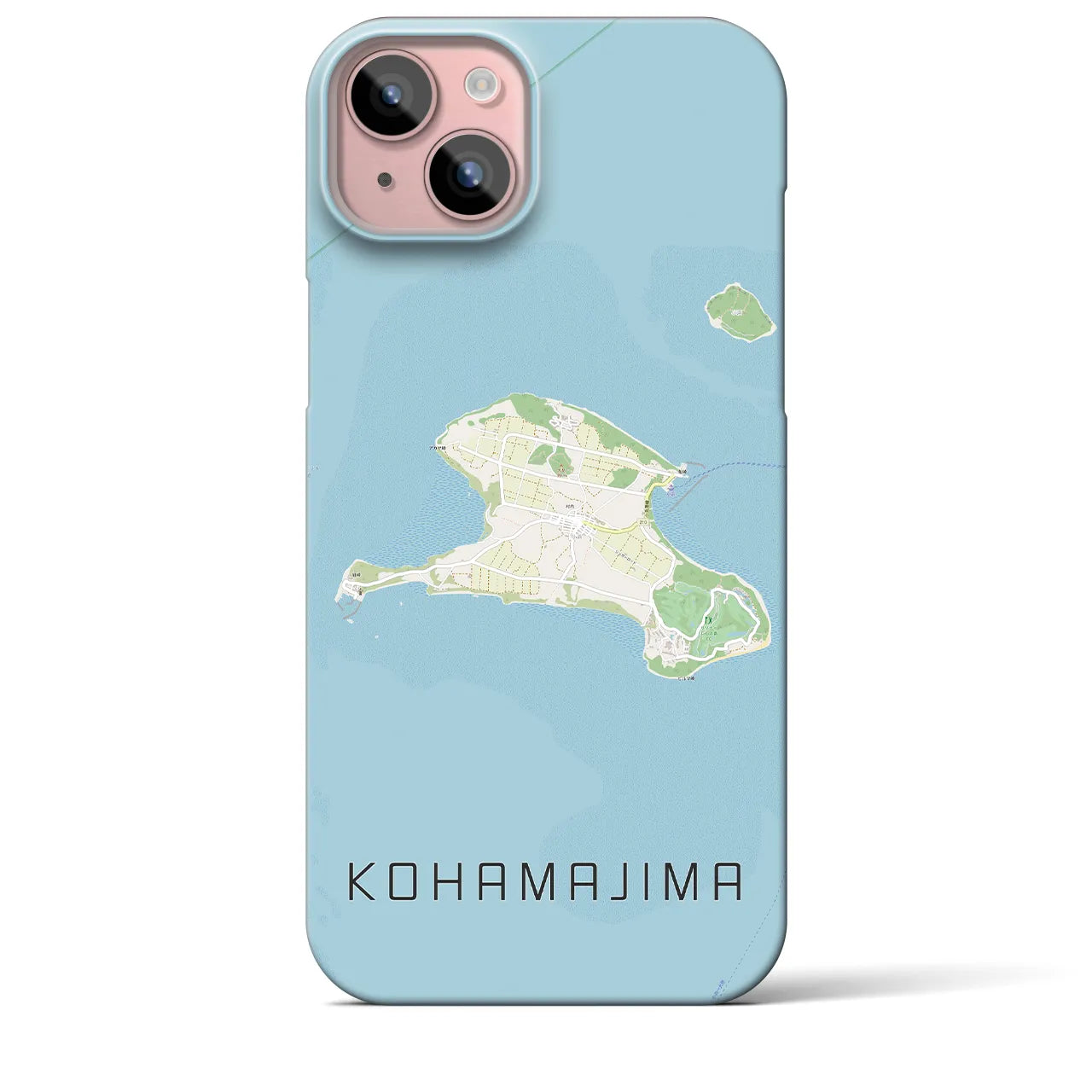 【小浜島】地図柄iPhoneケース（バックカバータイプ・ナチュラル）iPhone 15 Plus 用