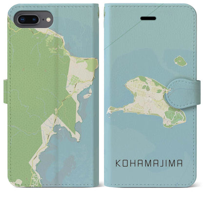 【小浜島（沖縄県）】地図柄iPhoneケース（手帳タイプ）ナチュラル・iPhone 8Plus /7Plus / 6sPlus / 6Plus 用