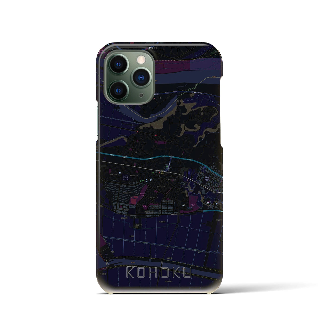 【湖北】地図柄iPhoneケース（バックカバータイプ・ブラック）iPhone 11 Pro 用