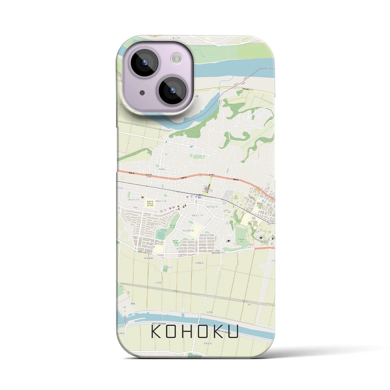 【湖北】地図柄iPhoneケース（バックカバータイプ・ナチュラル）iPhone 14 用