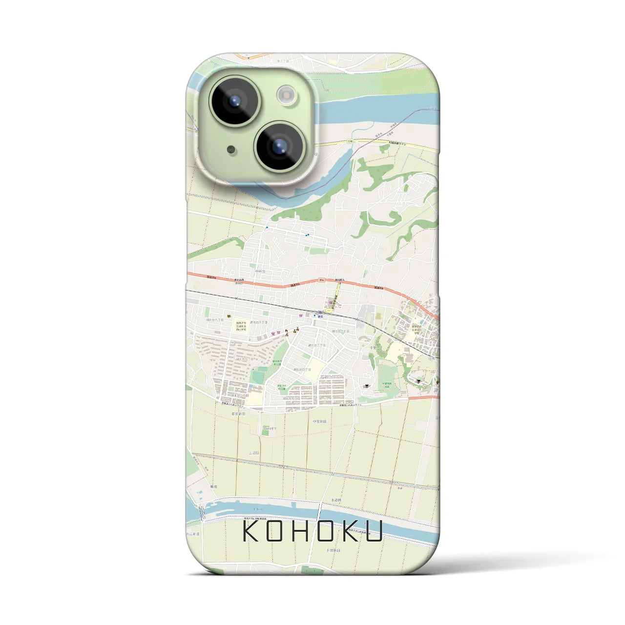 【湖北】地図柄iPhoneケース（バックカバータイプ・ナチュラル）iPhone 15 用