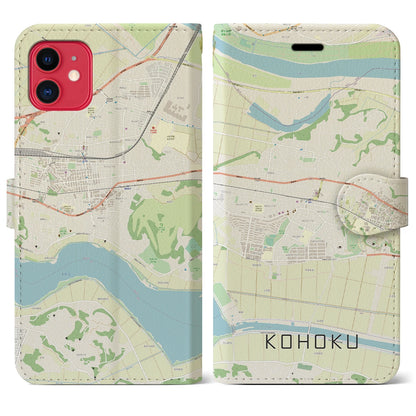 【湖北（千葉県）】地図柄iPhoneケース（手帳タイプ）ナチュラル・iPhone 11 用