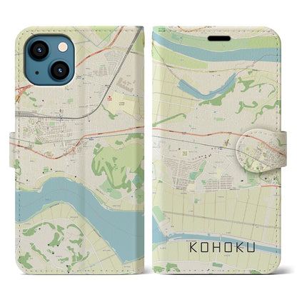 【湖北（千葉県）】地図柄iPhoneケース（手帳タイプ）ナチュラル・iPhone 13 用