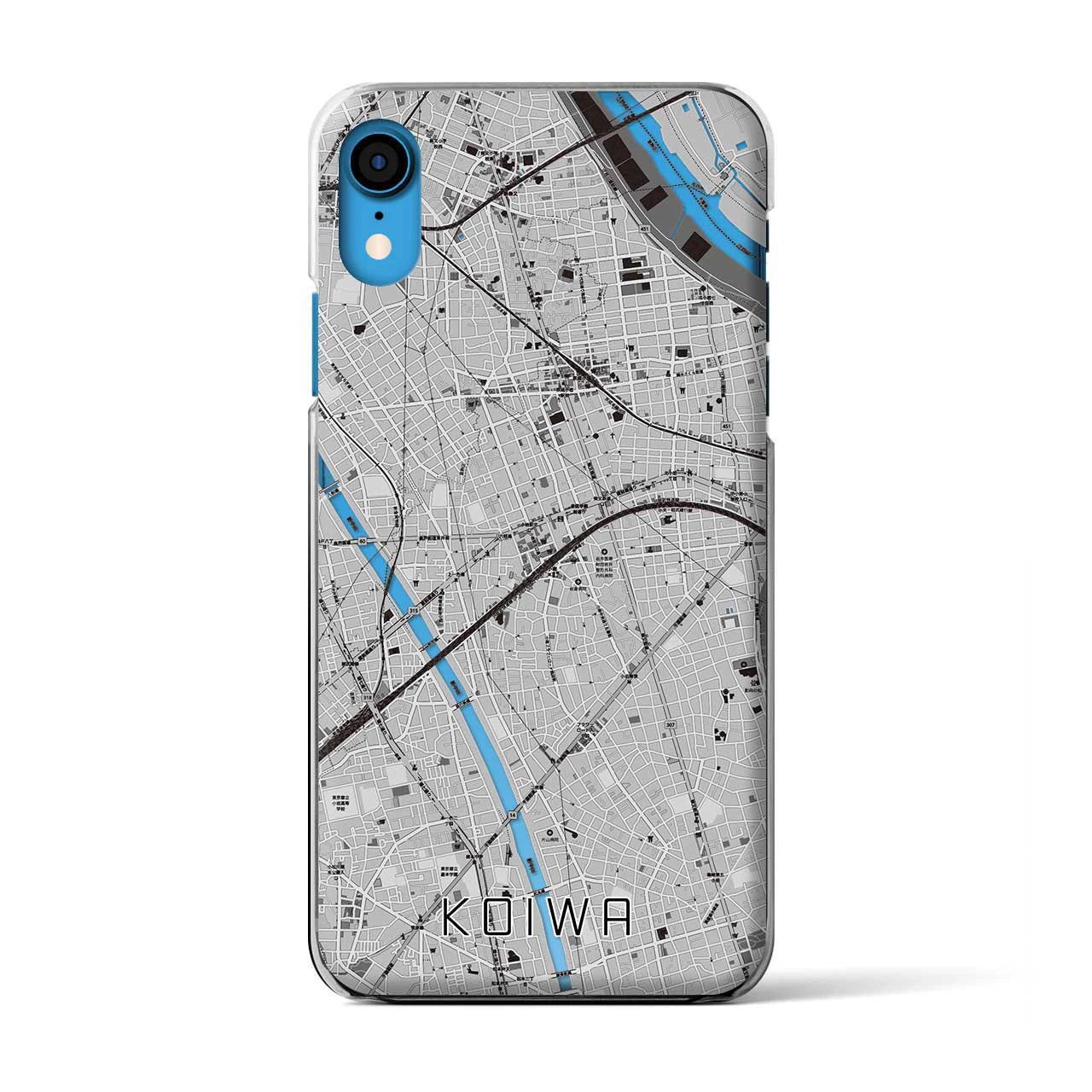【小岩】地図柄iPhoneケース（クリアタイプ・モノトーン）iPhone XR 用