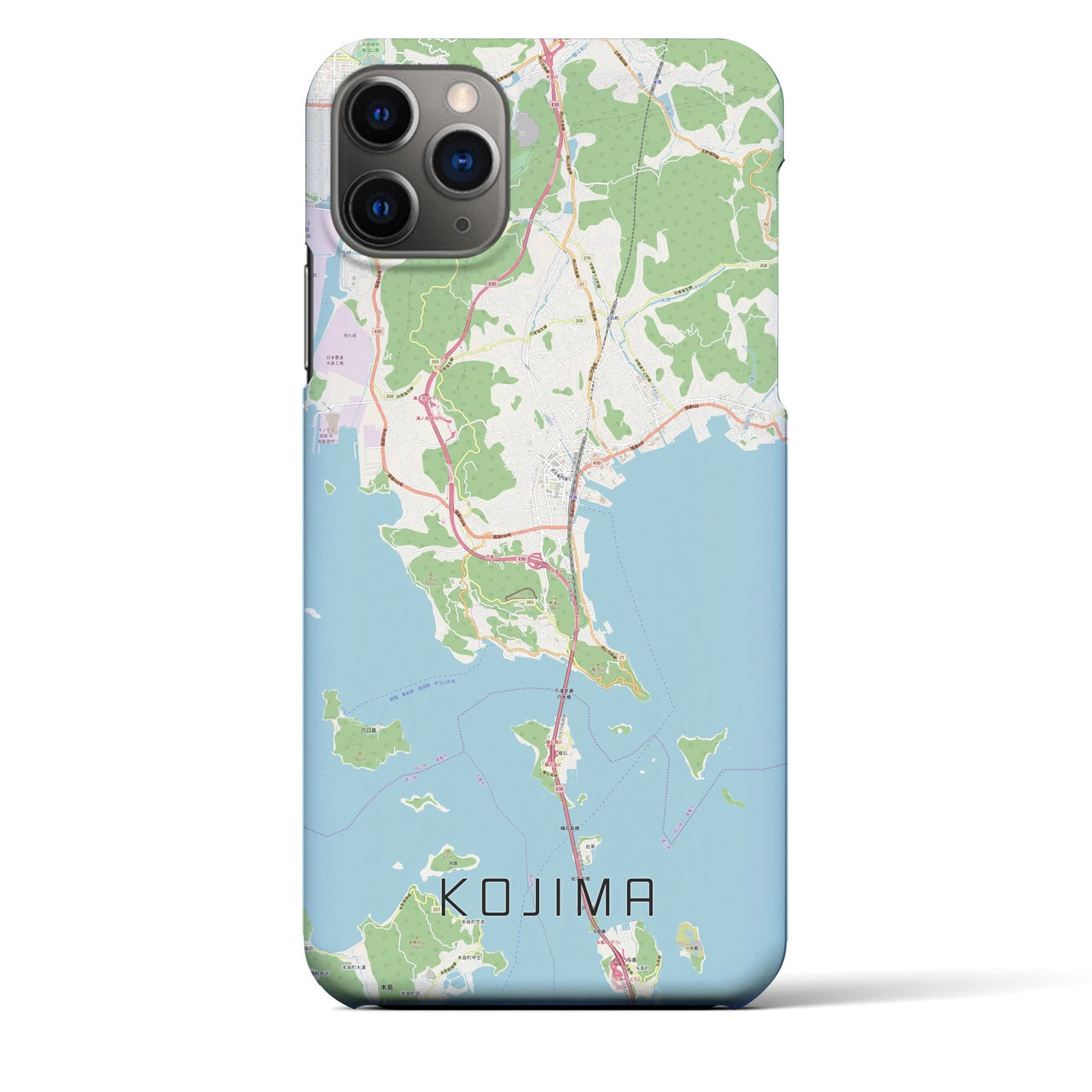 【児島】地図柄iPhoneケース（バックカバータイプ・ナチュラル）iPhone 11 Pro Max 用