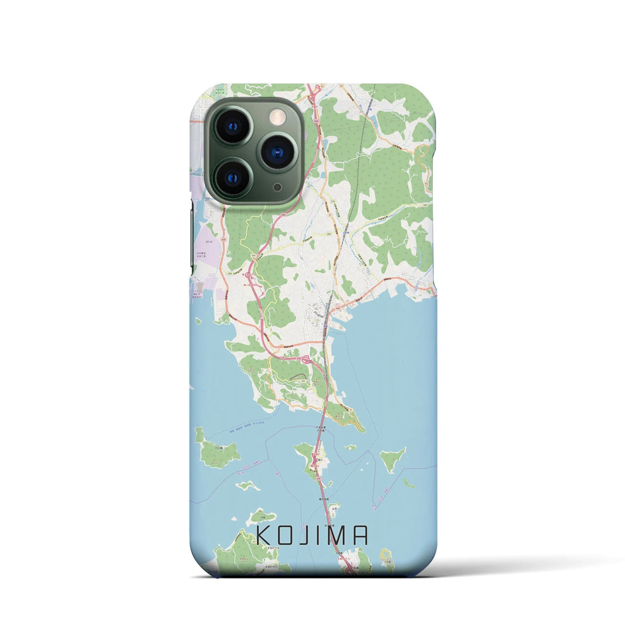 【児島】地図柄iPhoneケース（バックカバータイプ・ナチュラル）iPhone 11 Pro 用