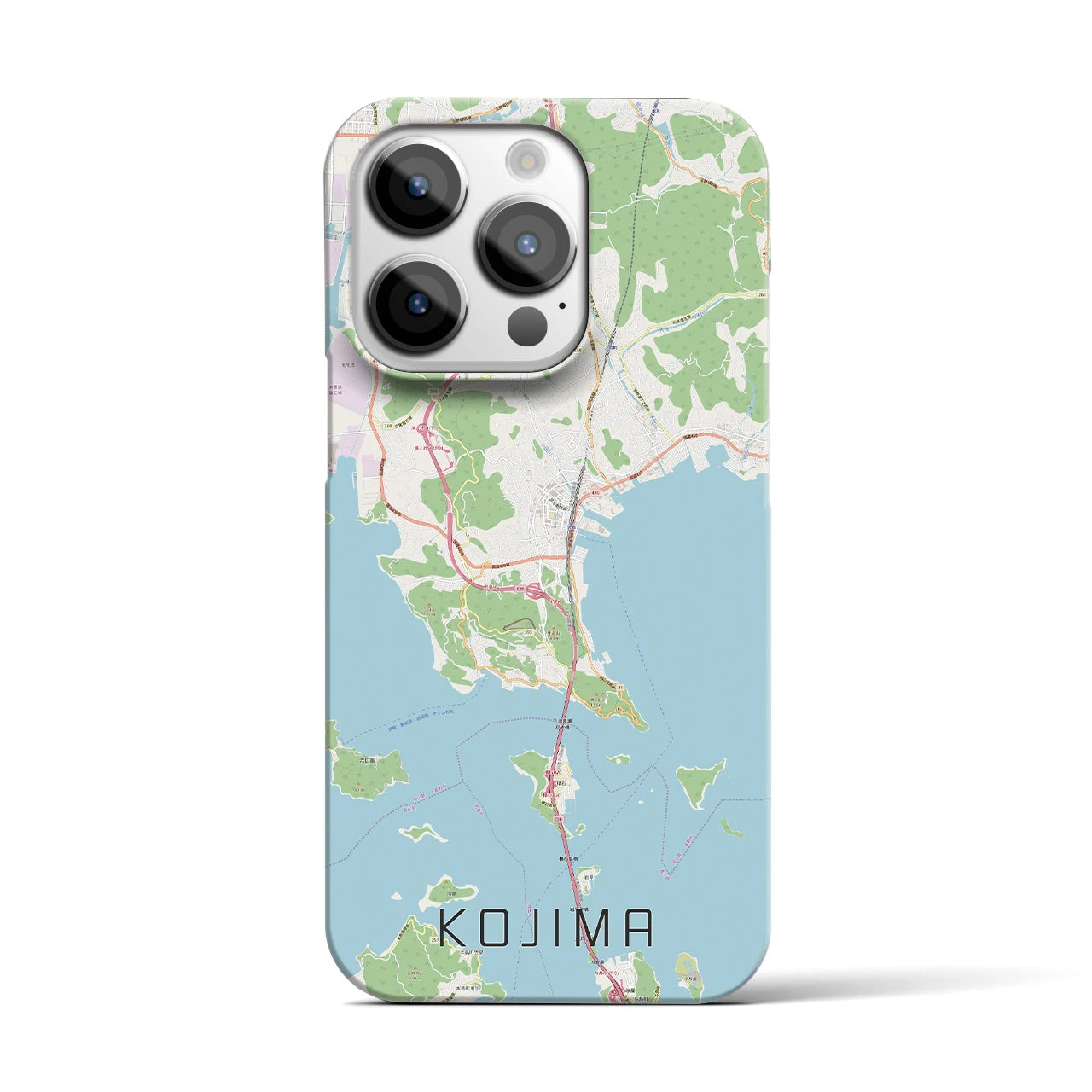 【児島】地図柄iPhoneケース（バックカバータイプ・ナチュラル）iPhone 14 Pro 用