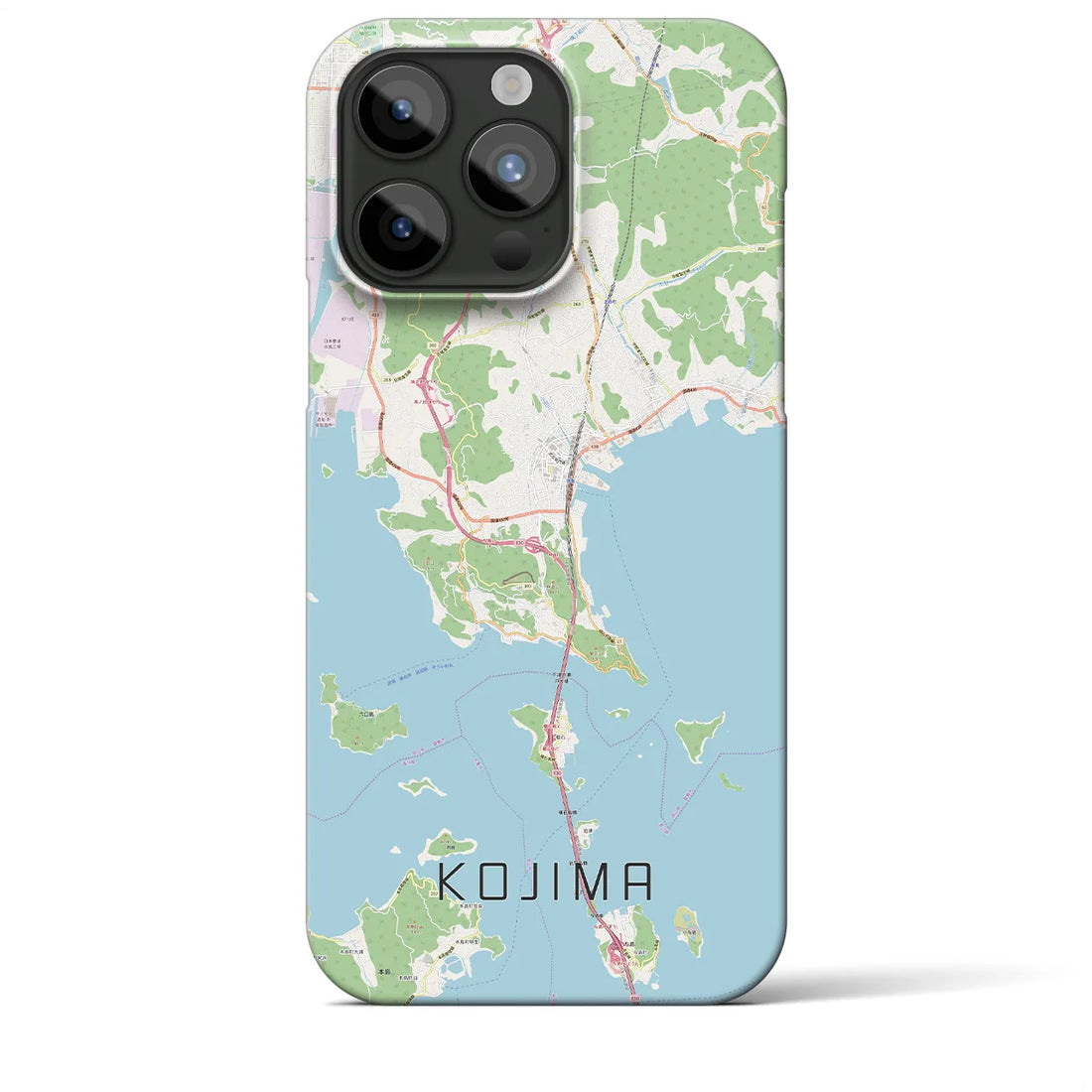 【児島】地図柄iPhoneケース（バックカバータイプ・ナチュラル）iPhone 15 Pro Max 用