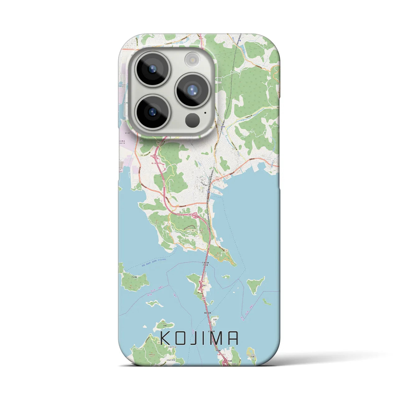 【児島】地図柄iPhoneケース（バックカバータイプ・ナチュラル）iPhone 15 Pro 用