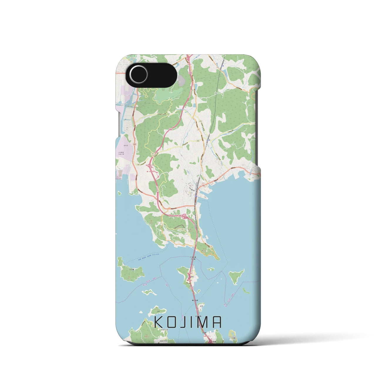 【児島】地図柄iPhoneケース（バックカバータイプ・ナチュラル）iPhone SE（第3 / 第2世代） / 8 / 7 / 6s / 6 用