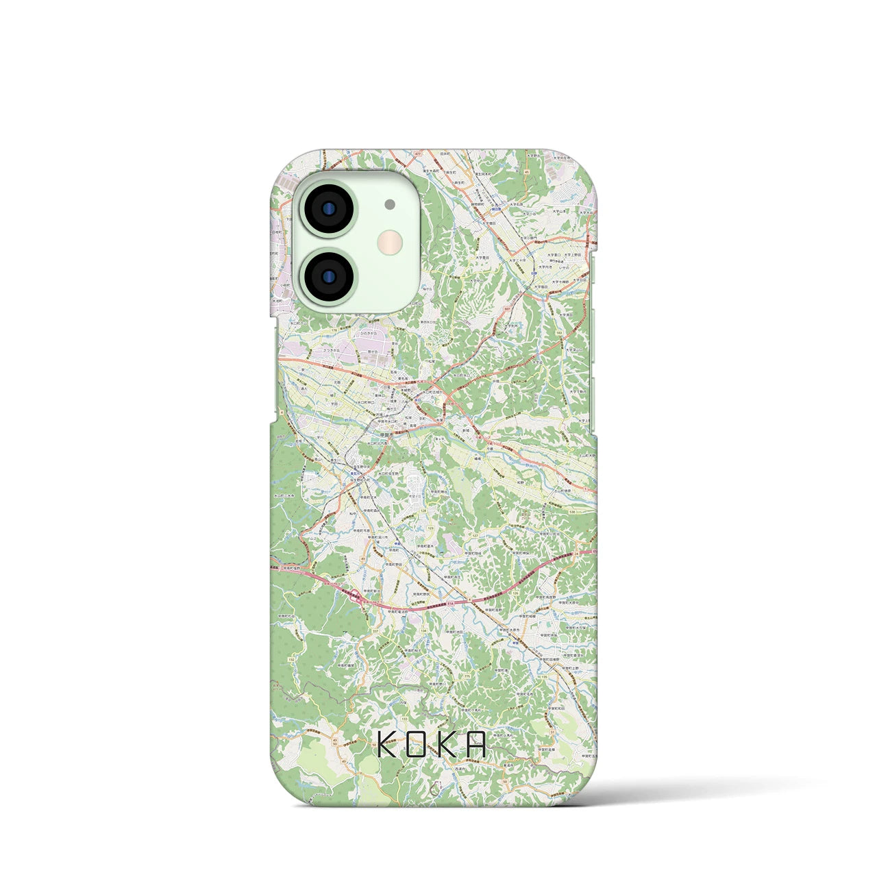 【甲賀】地図柄iPhoneケース（バックカバータイプ・ナチュラル）iPhone 12 mini 用