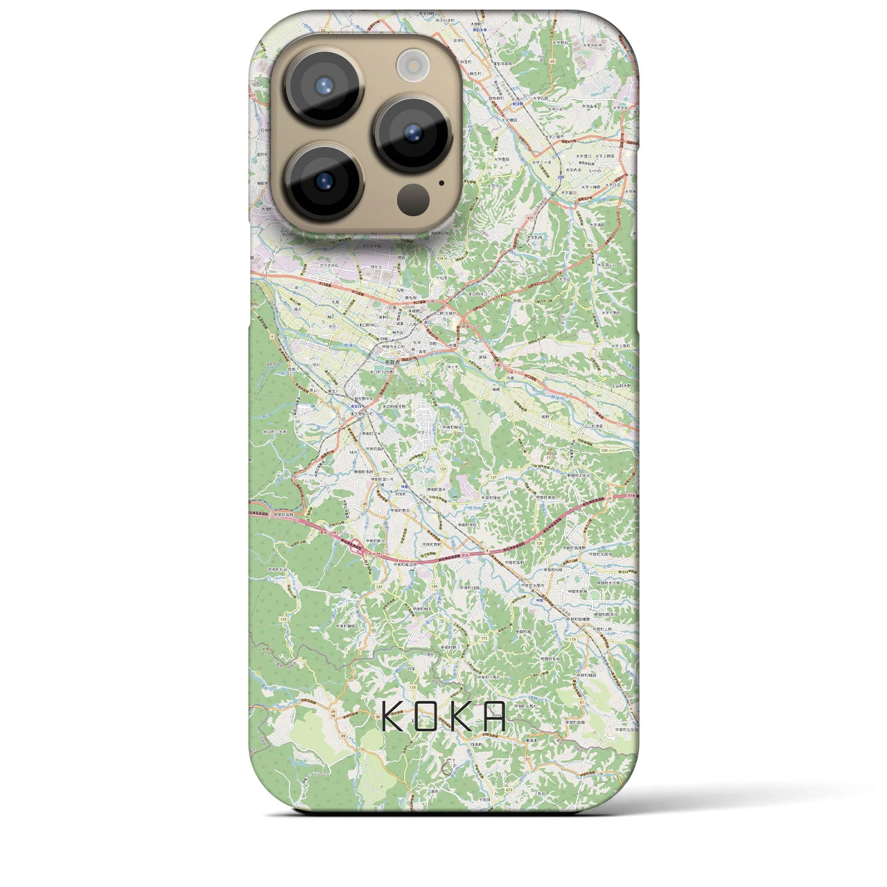 【甲賀】地図柄iPhoneケース（バックカバータイプ・ナチュラル）iPhone 14 Pro Max 用