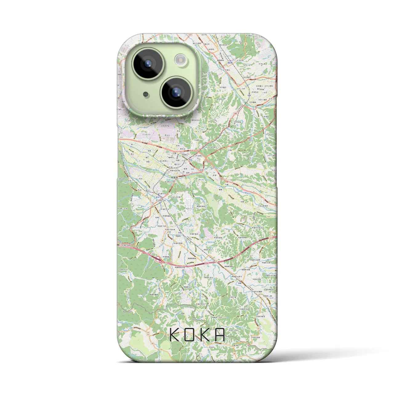 【甲賀】地図柄iPhoneケース（バックカバータイプ・ナチュラル）iPhone 15 用