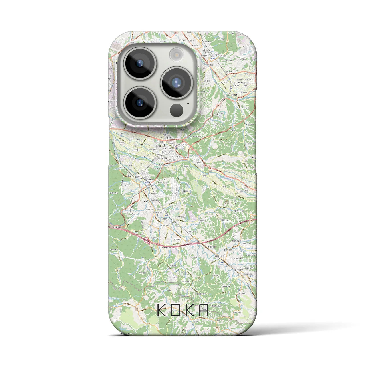 【甲賀】地図柄iPhoneケース（バックカバータイプ・ナチュラル）iPhone 15 Pro 用
