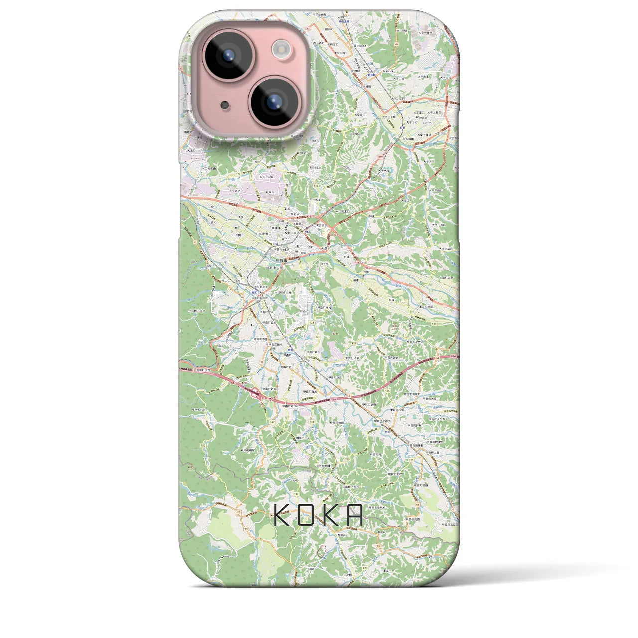 【甲賀】地図柄iPhoneケース（バックカバータイプ・ナチュラル）iPhone 15 Plus 用