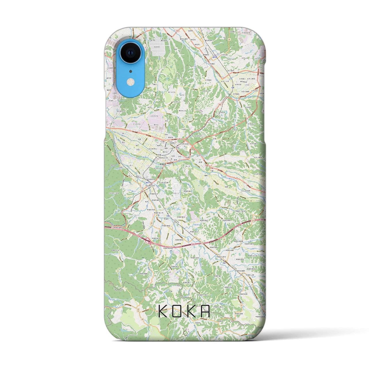 【甲賀】地図柄iPhoneケース（バックカバータイプ・ナチュラル）iPhone XR 用