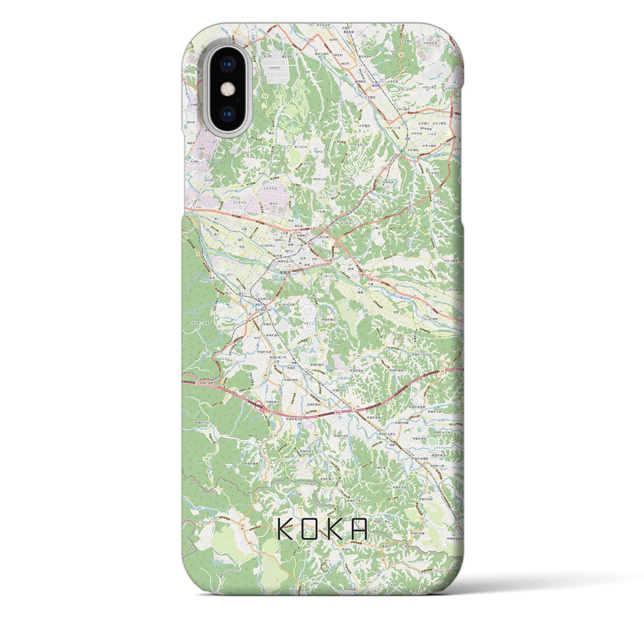 【甲賀】地図柄iPhoneケース（バックカバータイプ・ナチュラル）iPhone XS Max 用