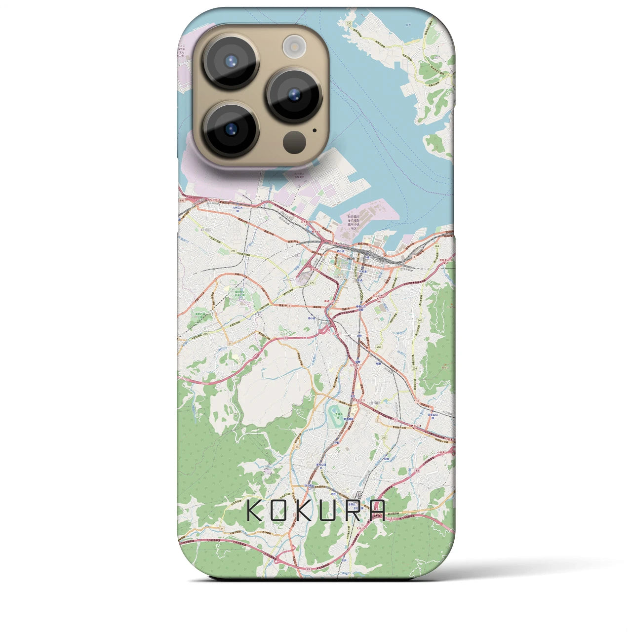 【小倉】地図柄iPhoneケース（バックカバータイプ・ナチュラル）iPhone 14 Pro Max 用