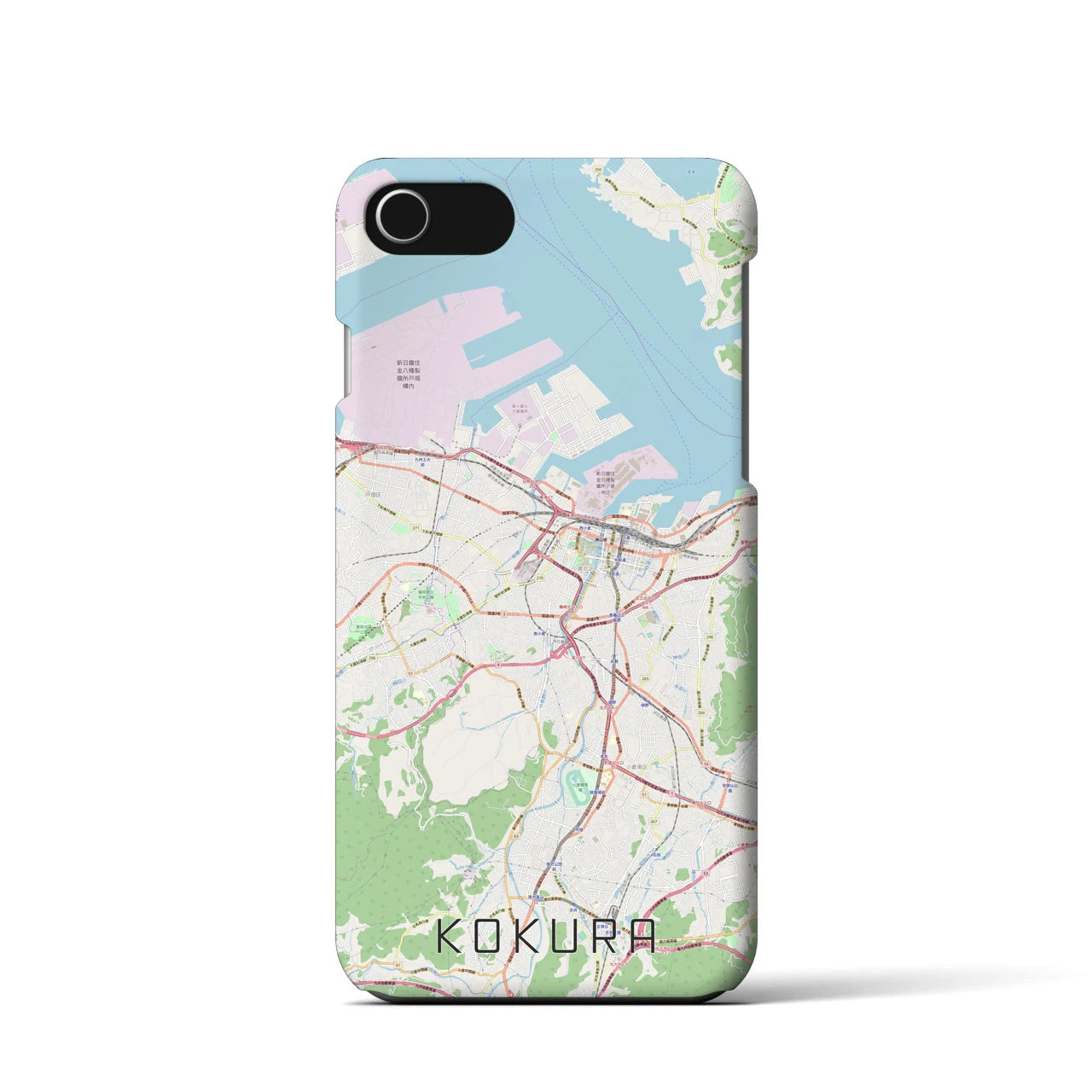 【小倉】地図柄iPhoneケース（バックカバータイプ・ナチュラル）iPhone SE（第3 / 第2世代） / 8 / 7 / 6s / 6 用
