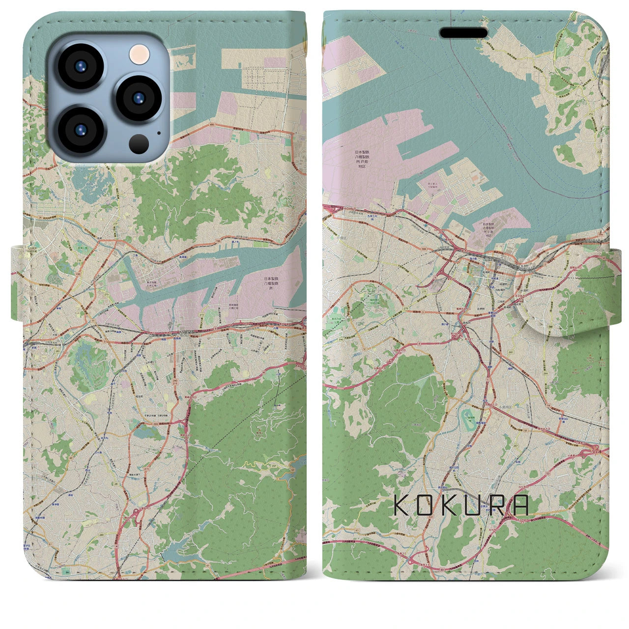【小倉】地図柄iPhoneケース（手帳両面タイプ・ナチュラル）iPhone 13 Pro Max 用