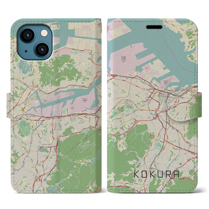 【小倉（福岡県）】地図柄iPhoneケース（手帳タイプ）ナチュラル・iPhone 13 用