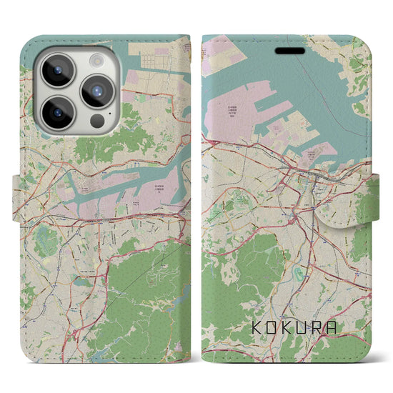 【小倉】地図柄iPhoneケース（手帳両面タイプ・ナチュラル）iPhone 15 Pro 用