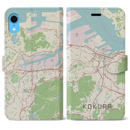 【小倉（福岡県）】地図柄iPhoneケース（手帳タイプ）ナチュラル・iPhone XR 用