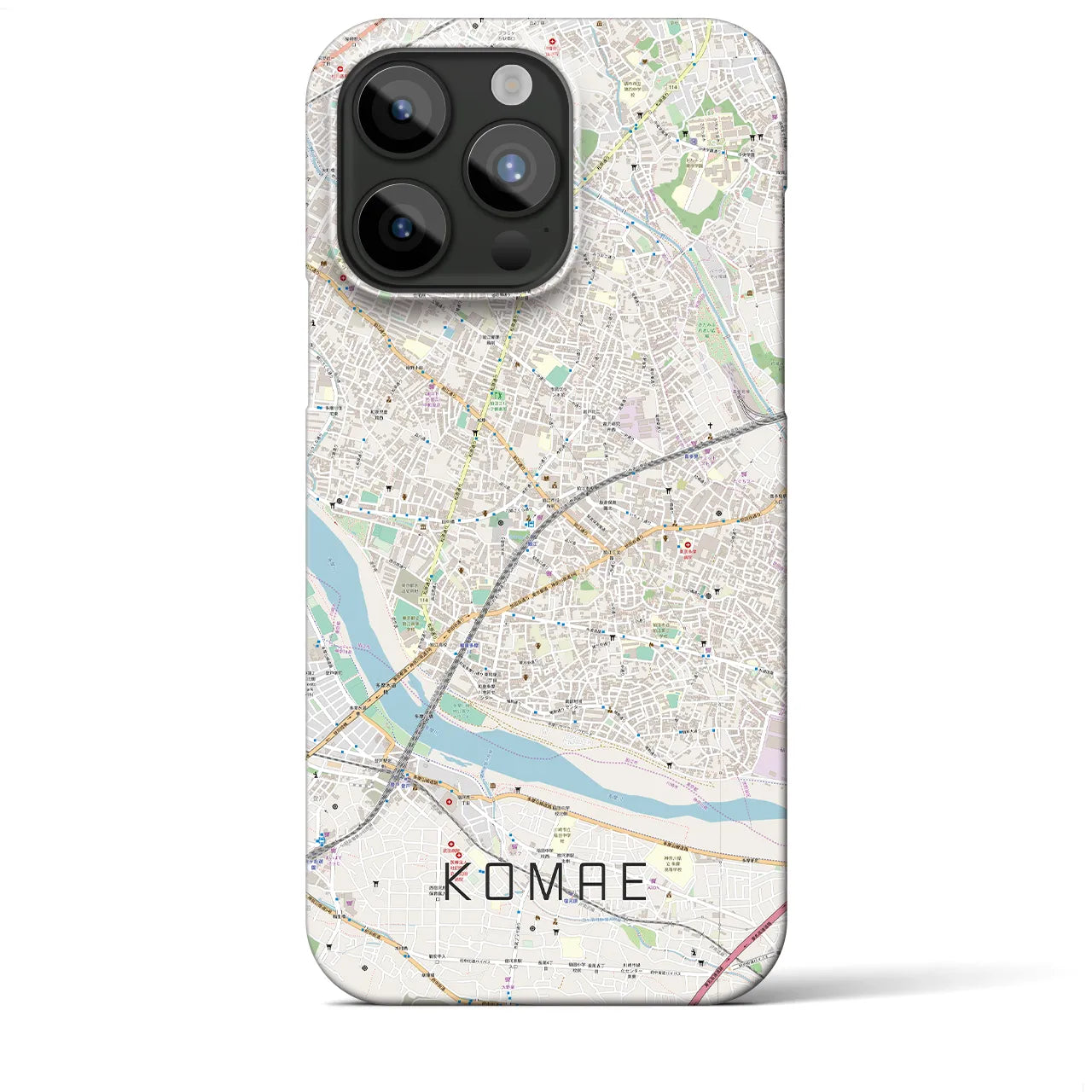 【狛江】地図柄iPhoneケース（バックカバータイプ・ナチュラル）iPhone 15 Pro Max 用
