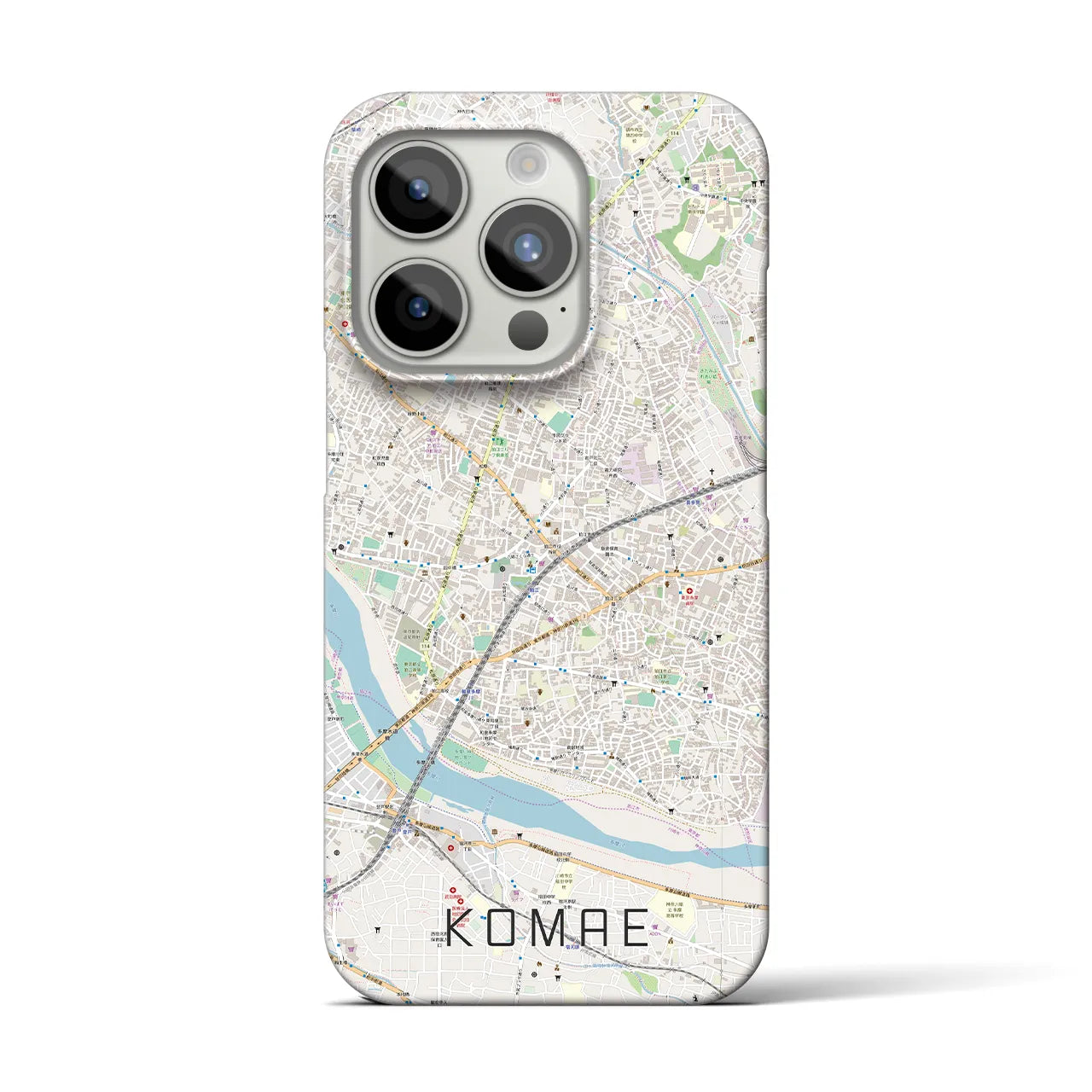 【狛江】地図柄iPhoneケース（バックカバータイプ・ナチュラル）iPhone 15 Pro 用