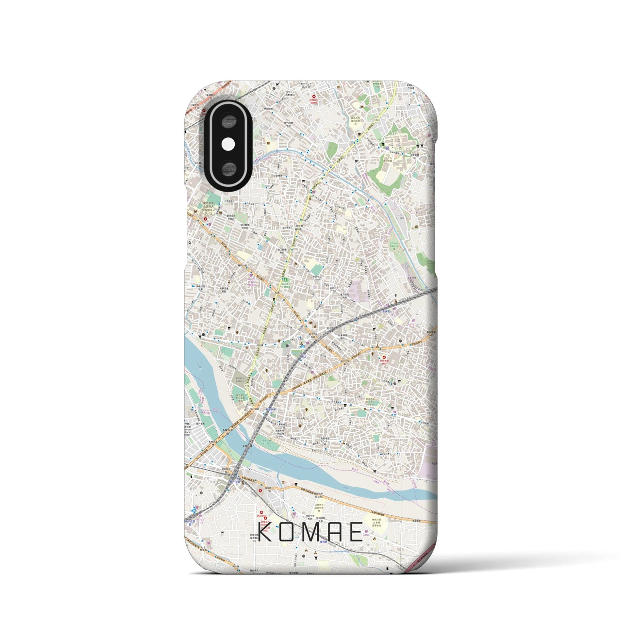 【狛江】地図柄iPhoneケース（バックカバータイプ・ナチュラル）iPhone XS / X 用