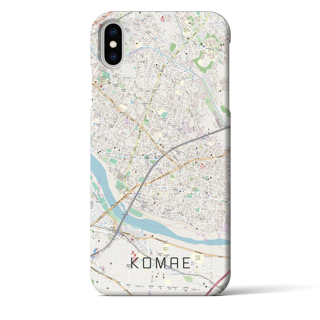【狛江】地図柄iPhoneケース（バックカバータイプ・ナチュラル）iPhone XS Max 用