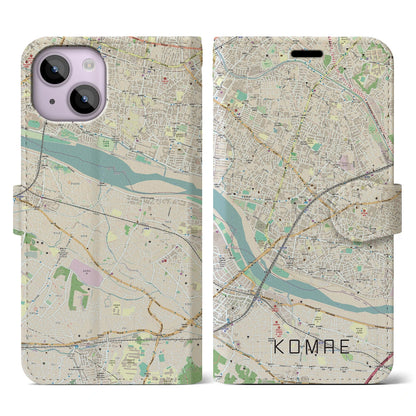 【狛江】地図柄iPhoneケース（手帳両面タイプ・ナチュラル）iPhone 14 用