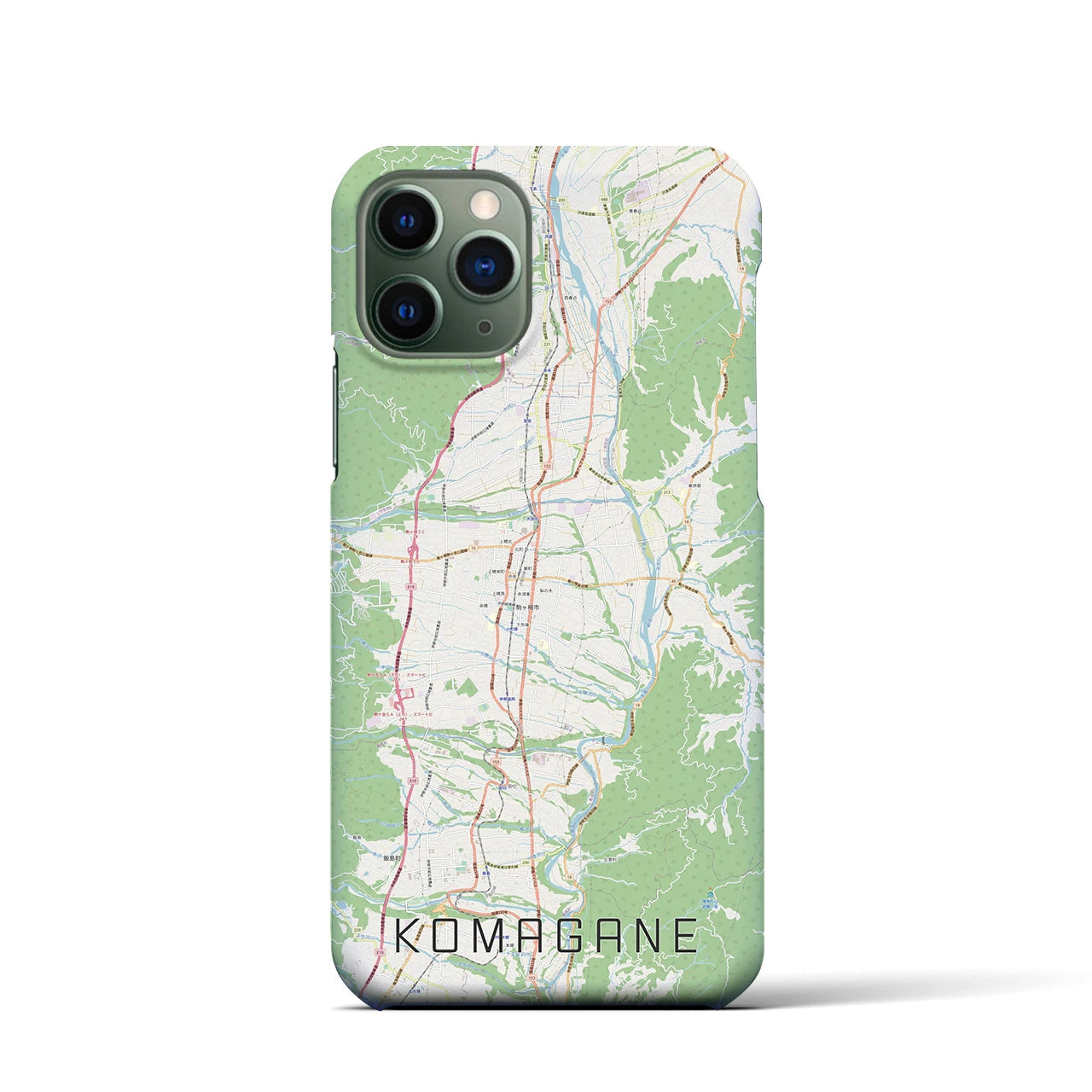 【駒ヶ根】地図柄iPhoneケース（バックカバータイプ・ナチュラル）iPhone 11 Pro 用