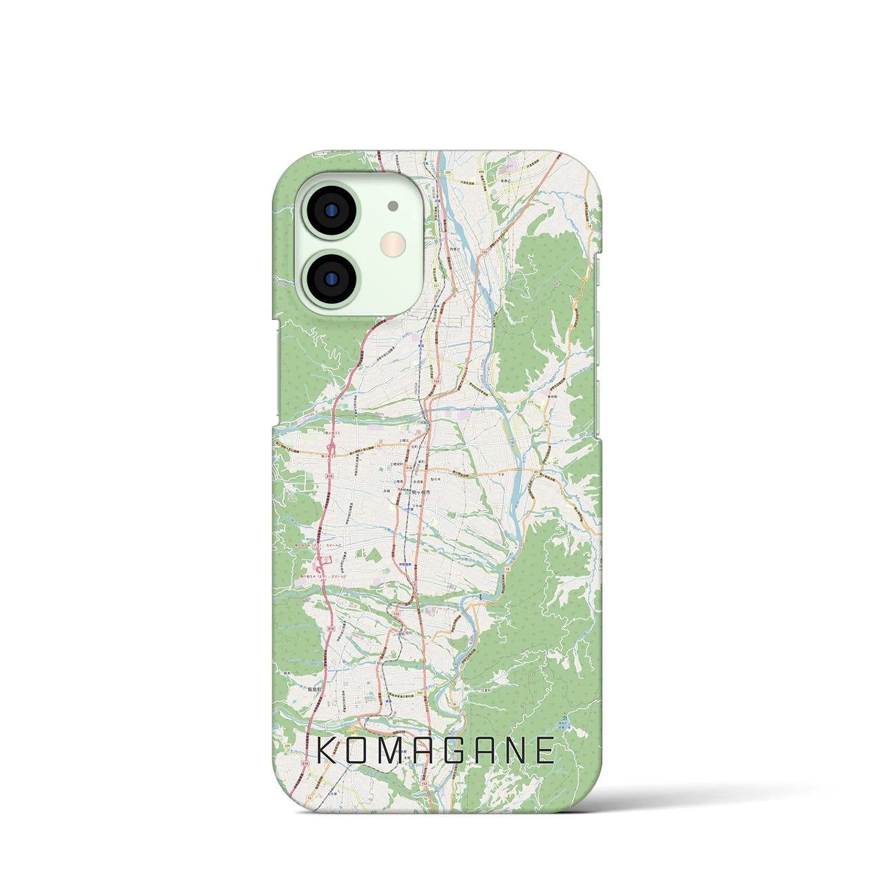 【駒ヶ根】地図柄iPhoneケース（バックカバータイプ・ナチュラル）iPhone 12 mini 用