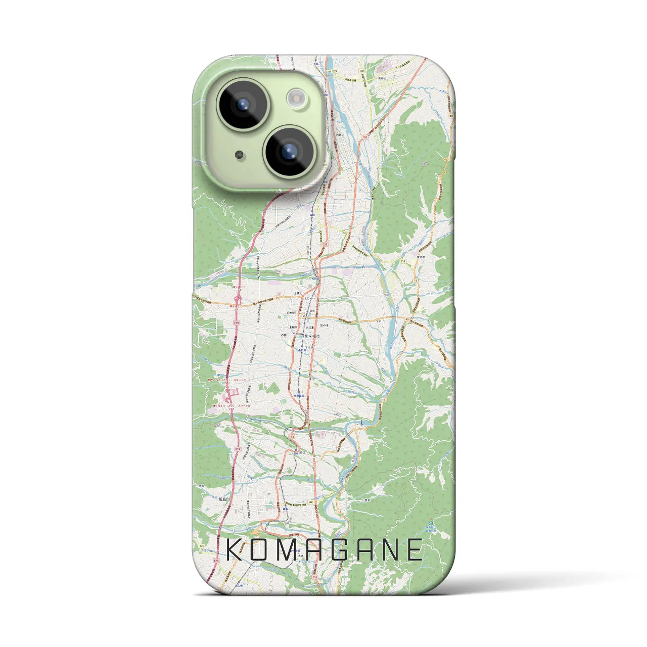 【駒ヶ根】地図柄iPhoneケース（バックカバータイプ・ナチュラル）iPhone 15 用