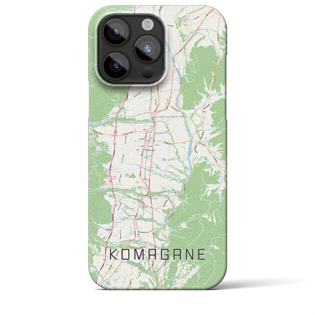 【駒ヶ根】地図柄iPhoneケース（バックカバータイプ・ナチュラル）iPhone 15 Pro Max 用