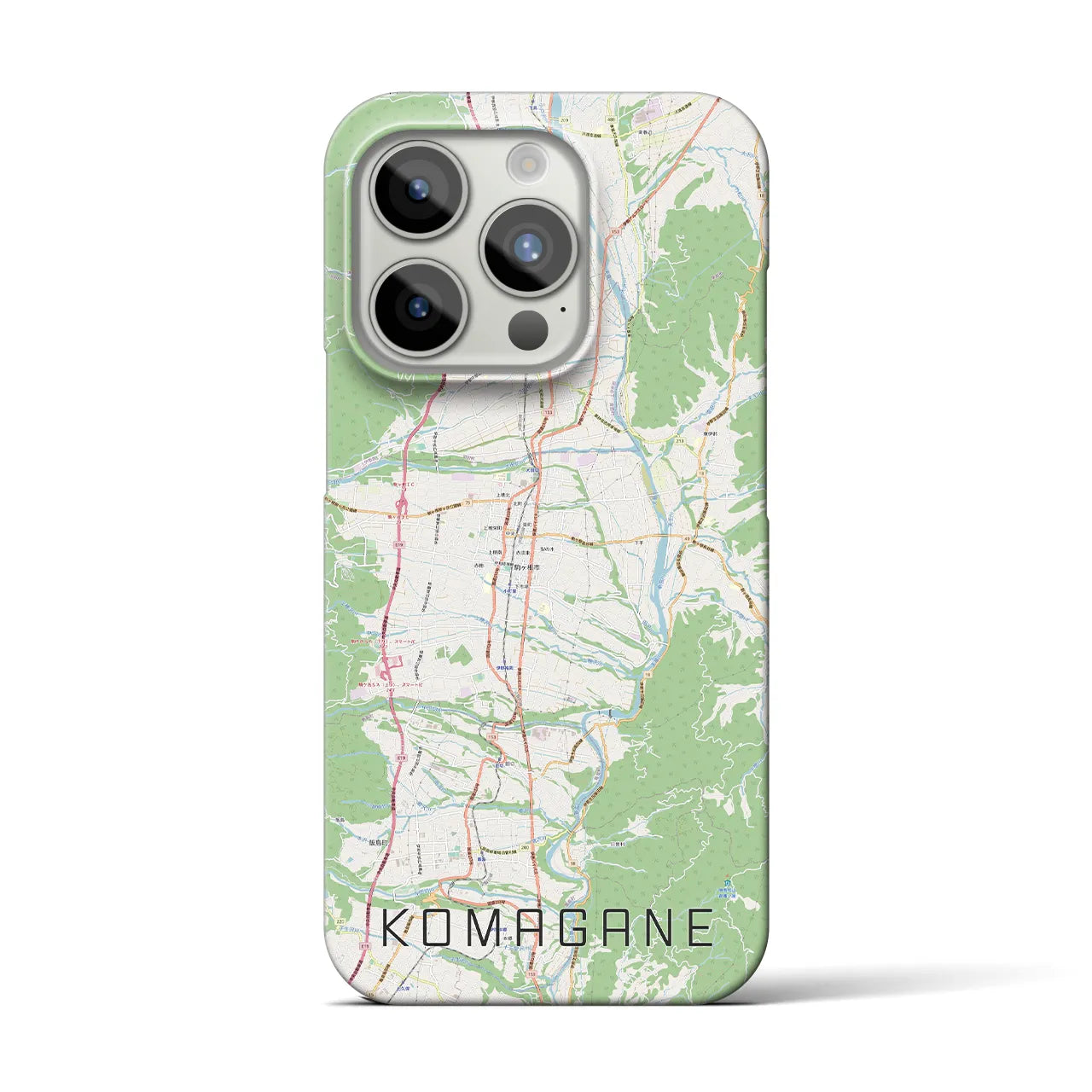 【駒ヶ根】地図柄iPhoneケース（バックカバータイプ・ナチュラル）iPhone 15 Pro 用